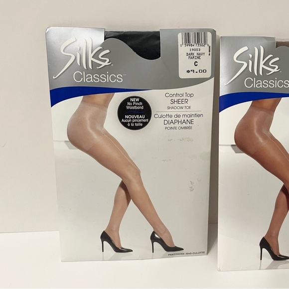 Silk Classic Control Top Sheer Pantyhose Shadow Toe Lot of 3 - Picture 2 of 12